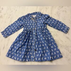 Rachel Riley Blue and White Poodle Dress